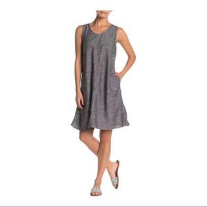 Max Studio Sleeveless Gray Pocketed Linen Shift Dress Size Extra Small